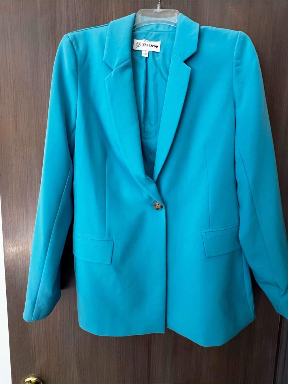 The Drop Women's Teal Single-Button Blazer